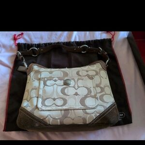 Coach Cream and Brown Crossbody Bag